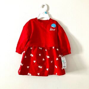 Carter''s Baby Hearts Print Cotton Dress Red Size 18 Months NWT